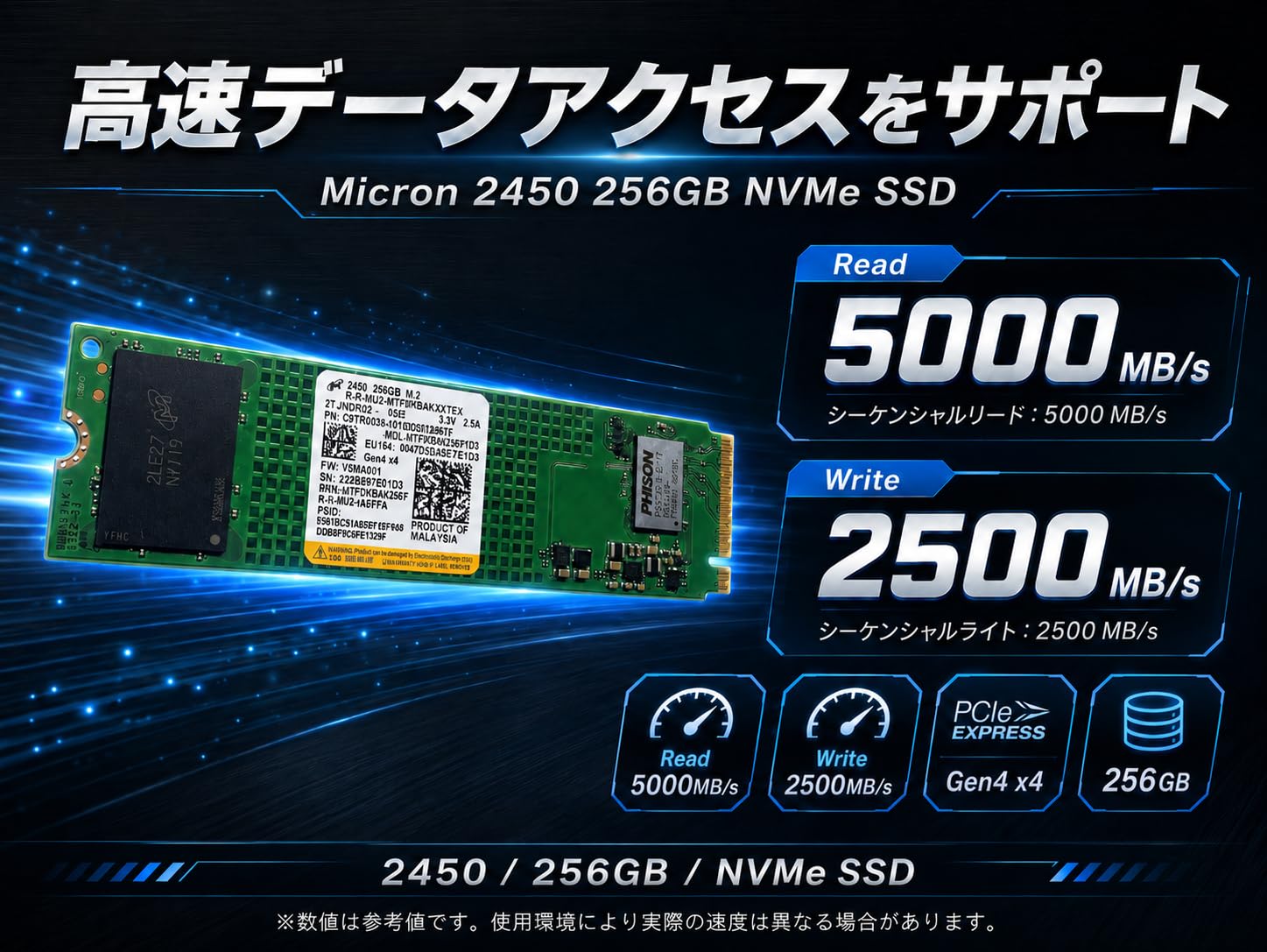 Amazon | 【整備済み品】Micron 2450 256GB NVMe SSD MTFDKBA256TFK M